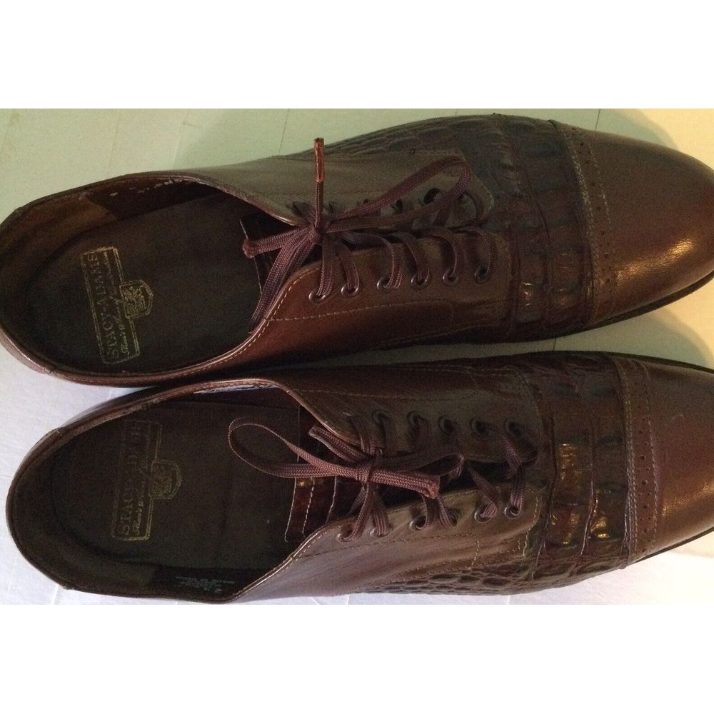 Stacy‎ Adams "Madison" Mens Shoes Biscuit Toes Lizard 9D Brown